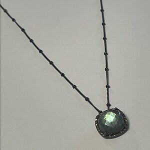 Moonstone/Gunmetal Pendant Necklace
